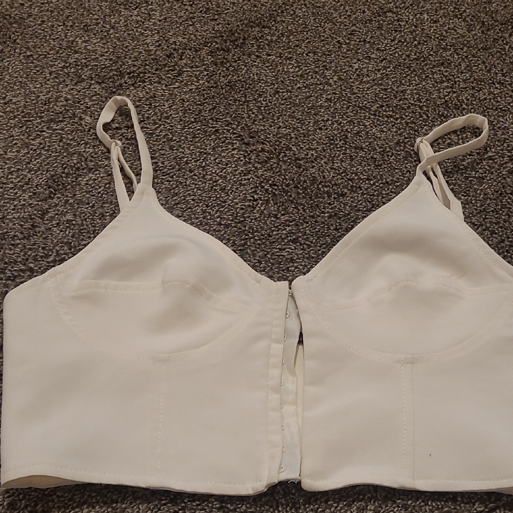 zara hook and eye bustier top